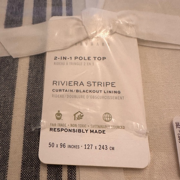 💙 NWT Pottery Barn Riviera Stripe Blackout Curtain 50 X 96 💙 - Picture 3 of 4